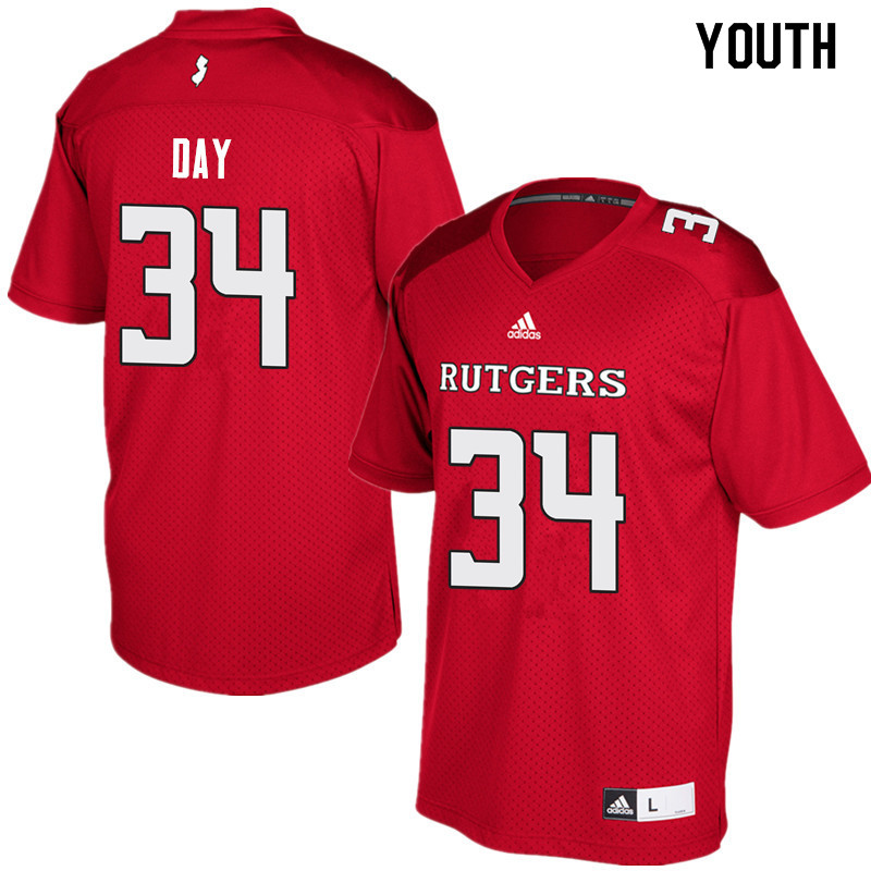 Youth #34 Parker Day Rutgers Scarlet Knights College Football Jerseys Sale-Red
